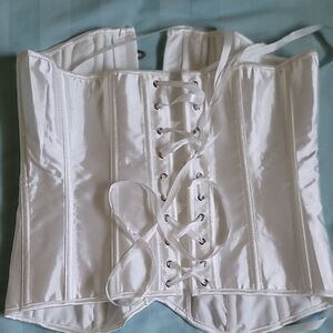 White Satin Corset with Lace-Up Front